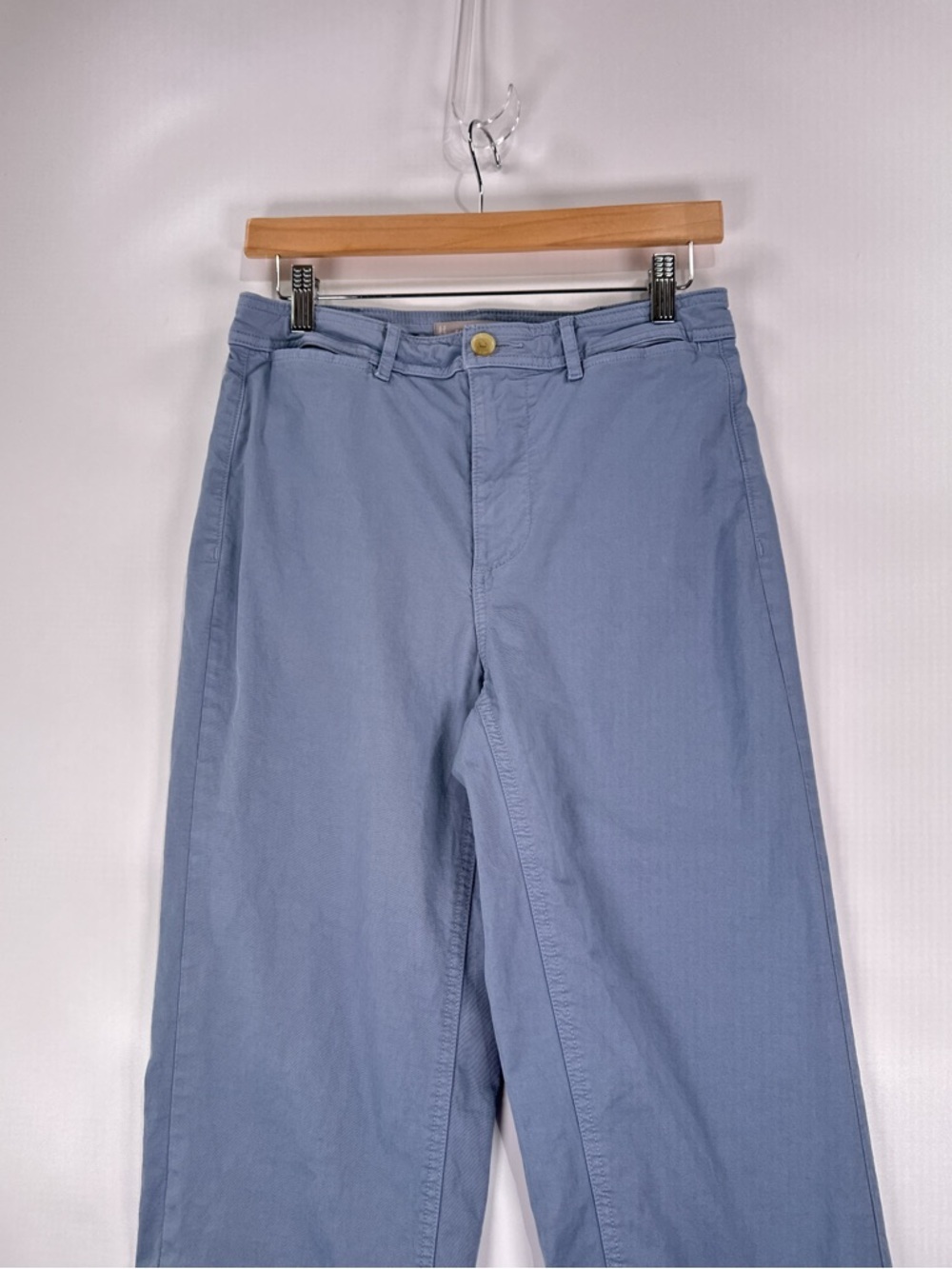 Everlane Wide Leg Crop Pants High Rise Patch Pocket Cotton Stretch Slate Blue 4 - Picture 9 of 12